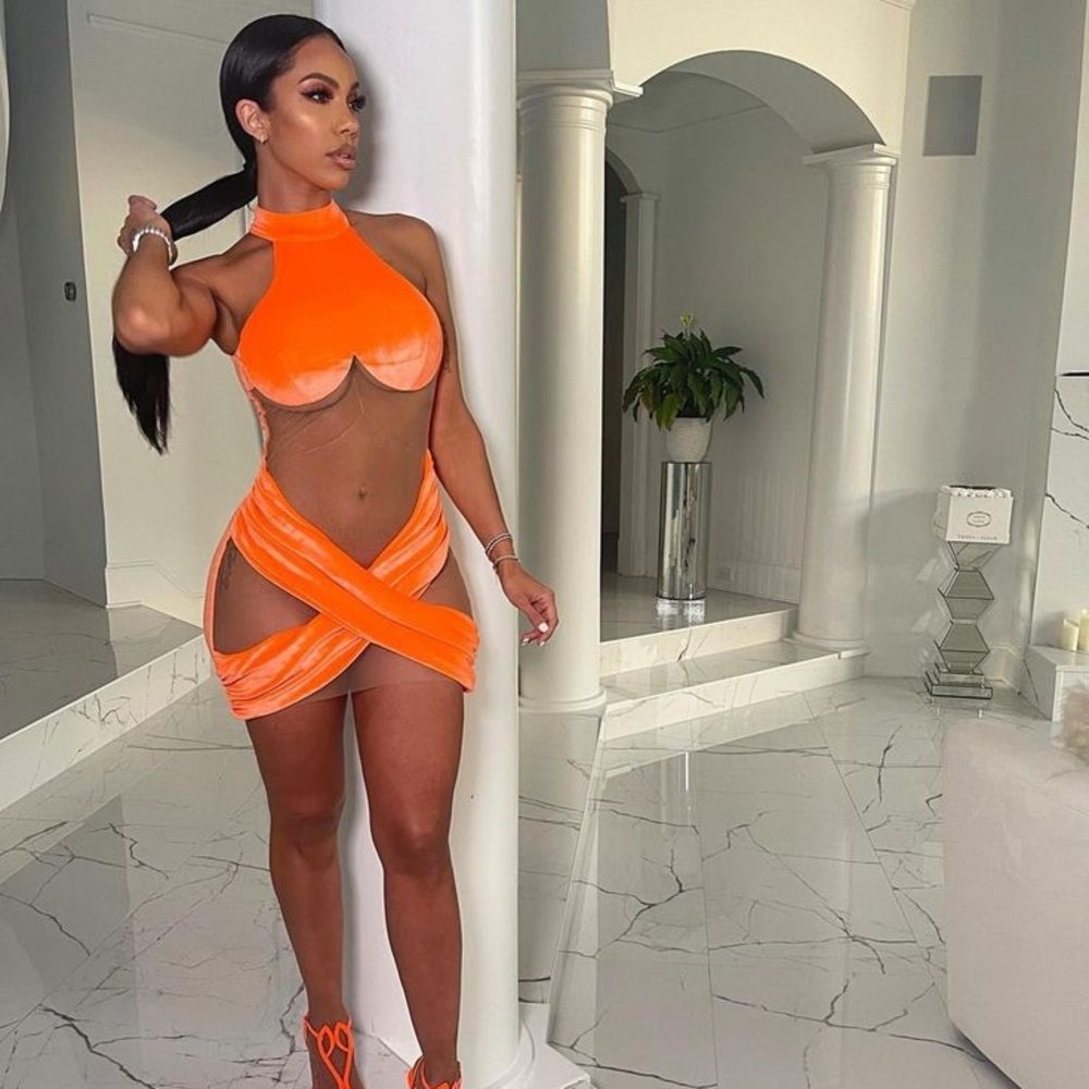 Orange velvet dress
